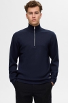 Selected Emanuel Soft Half Zip Sweat Sky Captain