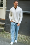 ONLY & SONS Kicker Cable Knit Half Zip Antique White