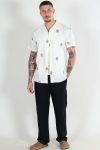 Clean Cut Copenhagen Bowling Theodore Cotton Linen Shirt S/S Off White/Khaki