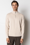 Clean Cut Copenhagen Oscar half-zip knit Ecru Melange