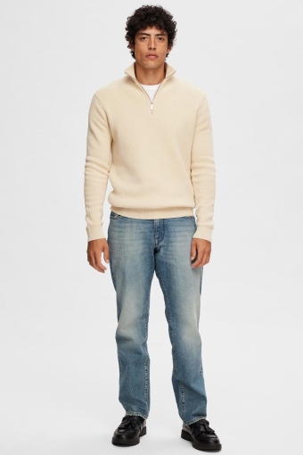 Dane LS Structure Knit Half Zip Oatmeal