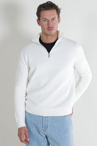 Dane LS Structure Knit Half Zip Bright White