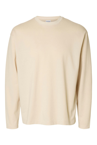 SLHLOOSEOSCAR LS O-NECK TEE NOOS Oatmeal