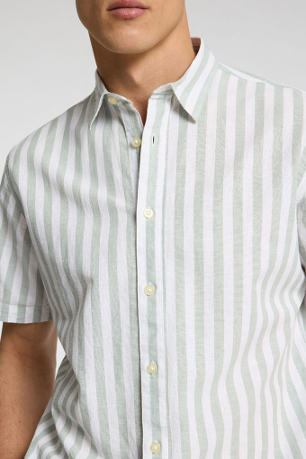 Regular Sun Linen Shirt SS Iceberg Green Stripe