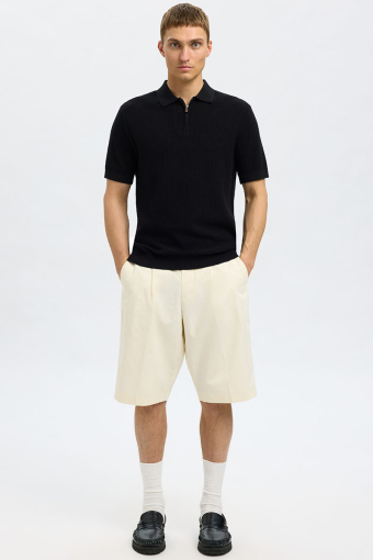 Cran SS Structure Half Zip Knit Polo Black