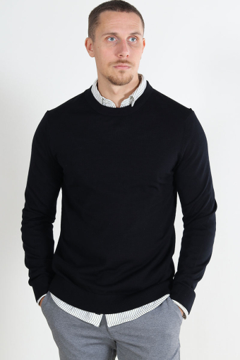 Tray LS Merino Knit Crew Neck Black