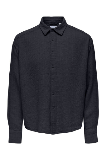 Latham LS Linen Structure Shirt Dark Navy