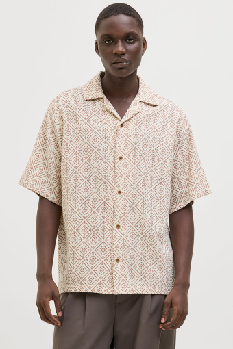 Vincent Print Resort SS Shirt Oatmeal