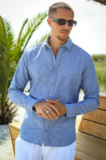 Summer Shirt LS Faded Denim