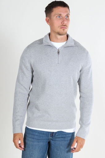 Milano Stitch Knit Half Zip Light Grey Melange