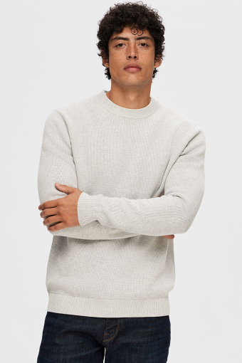 Dane LS Structure Knit Crew Neck Light Grey Melange