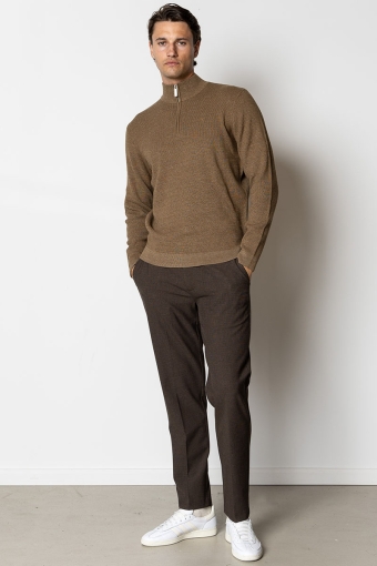 Oscar half-zip knit Brown Melangè