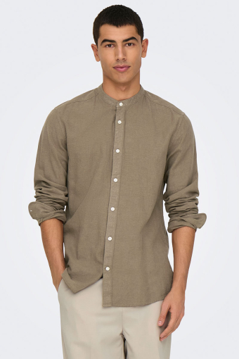 Caiden LS Linen Mao Shirt Fossil