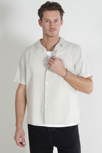 Allan Cuba Linen Shirt Oatmeal