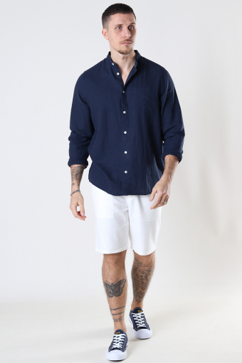 Allan China Linen Shirt Insignia Blue