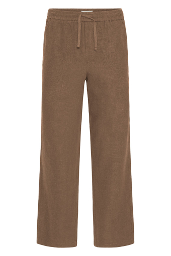 Allan Elsticated Wide Fit Linen Pants Shitake