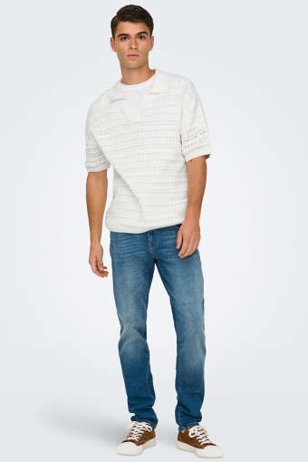 Grayson SS Chocket Knit Polo Cloud Dancer