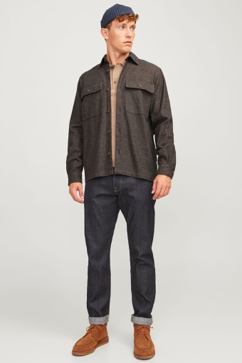 Raymond Melange Solid LS Overshirt Slate Black