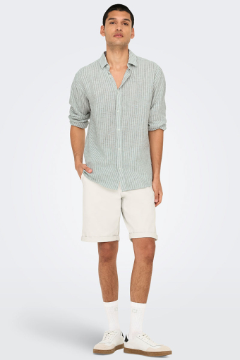 Caiden LS Stripe Linen Shirt Sea Spray