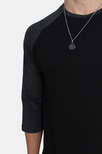 Raglan 3/4 sleeve Blk/Cha