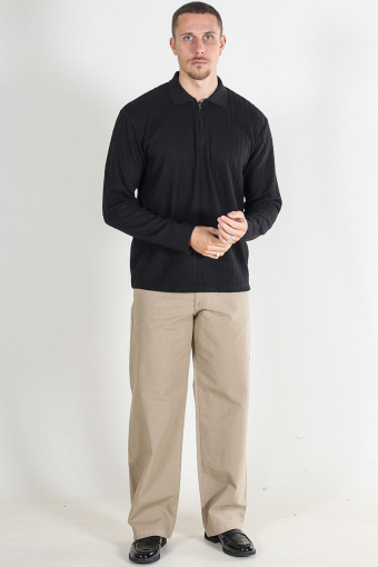 Laethan LS Zip Polo  Black