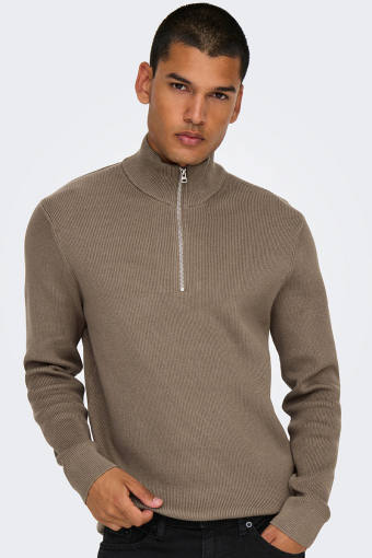 Phil Cotton Half Zip Knit Desert Taupe