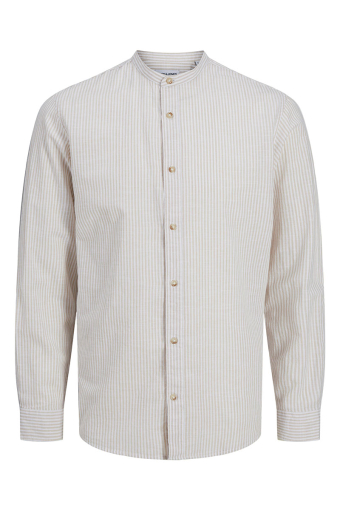 Summer Band Shirt LS Oxford Tan Stripe