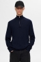 Selected Tray LS Merino Knit Half Zip Navy Blazer